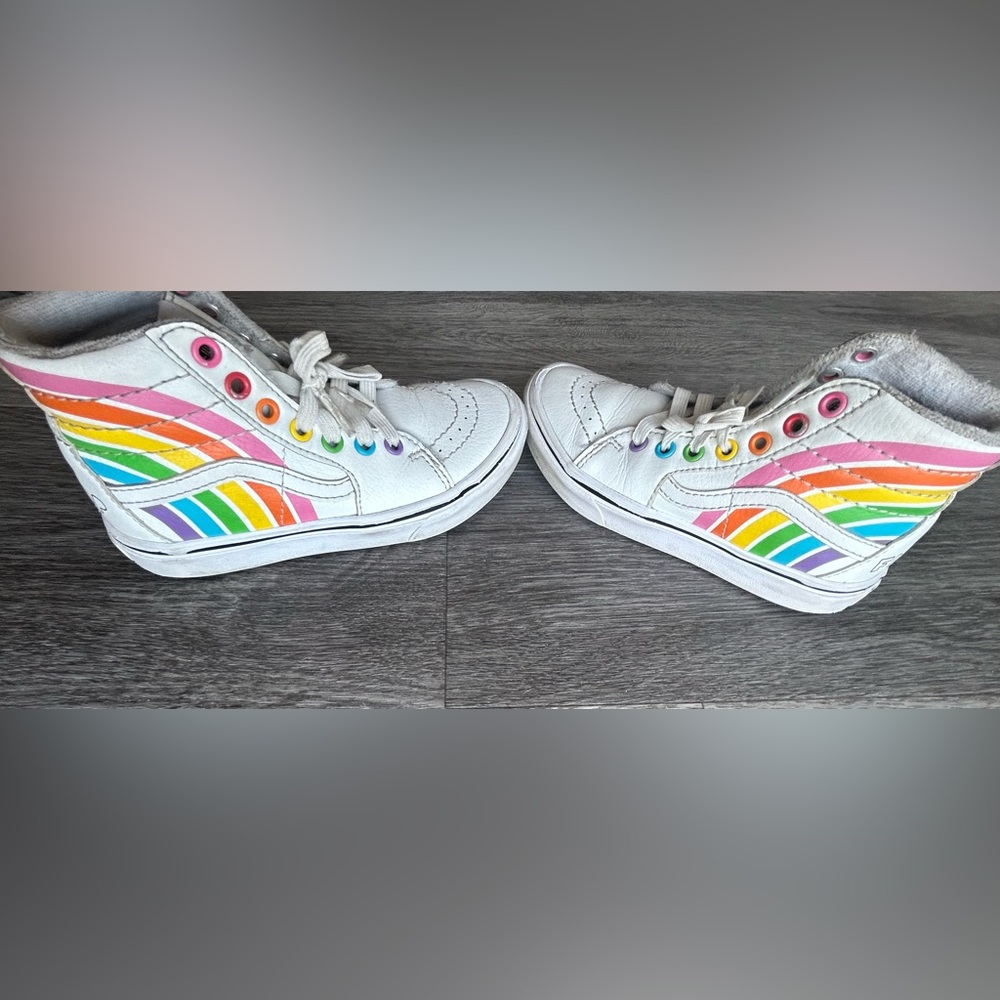 Vans Flour Shop Sk8 Hi Top Rainbow Kids Sneakers size 11.5